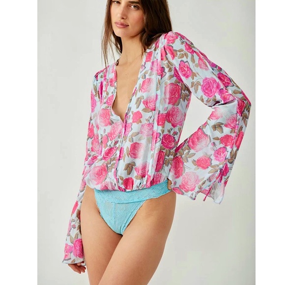 Free People Everything's Rosy Bodysuit in Jade Combo. Size XS. NWOT - Picture 6 of 14